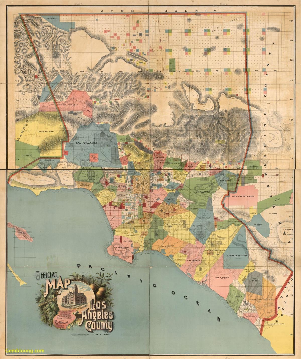 Historische kaart van Los Angeles