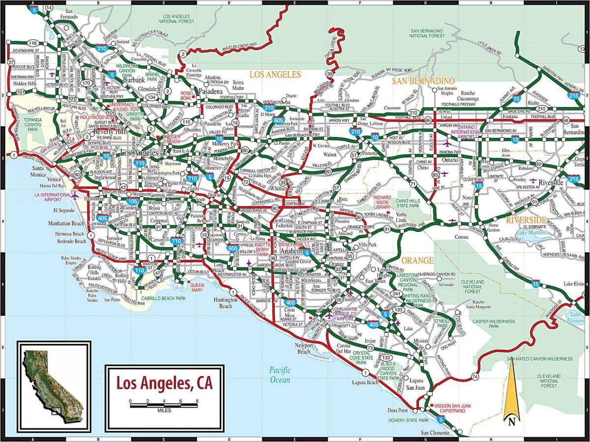 Wegenkaart van Los Angeles