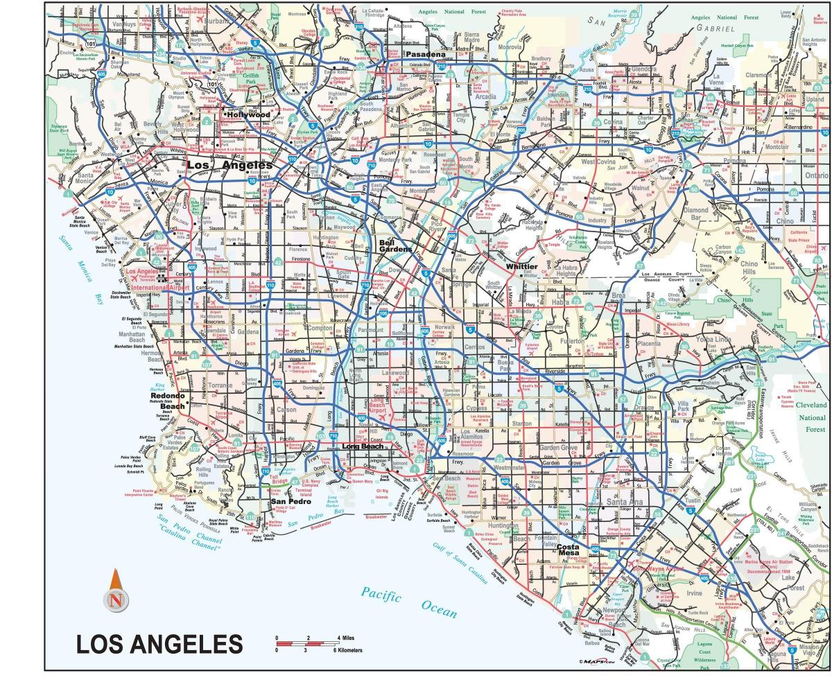 Plattegrond van de straten van Los Angeles