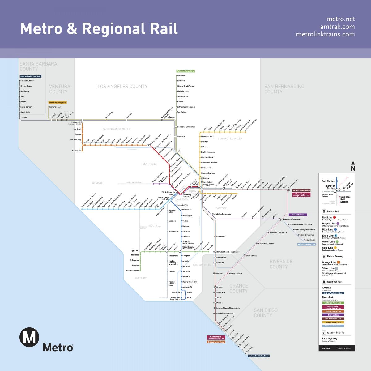 Kaart van het metrostation van Los Angeles