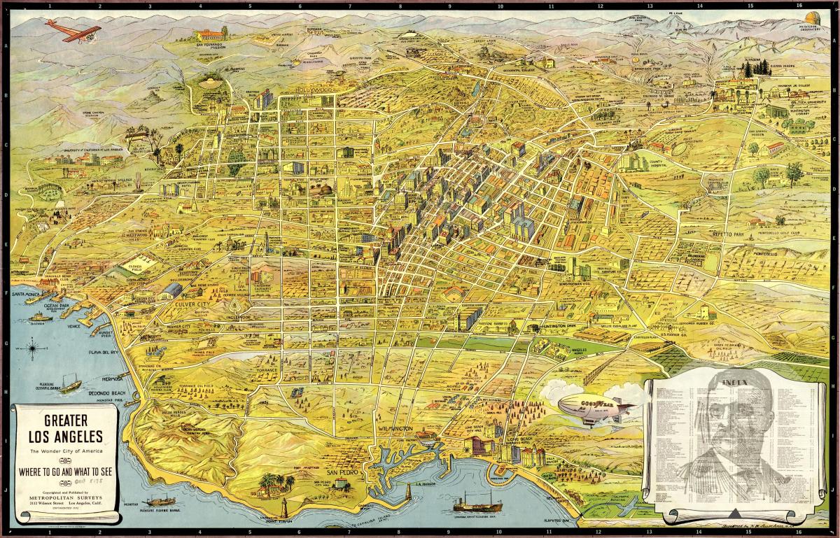 Antieke kaart van Los Angeles