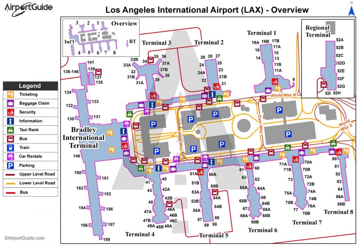 Plattegrond van de luchthaven van Los Angeles
